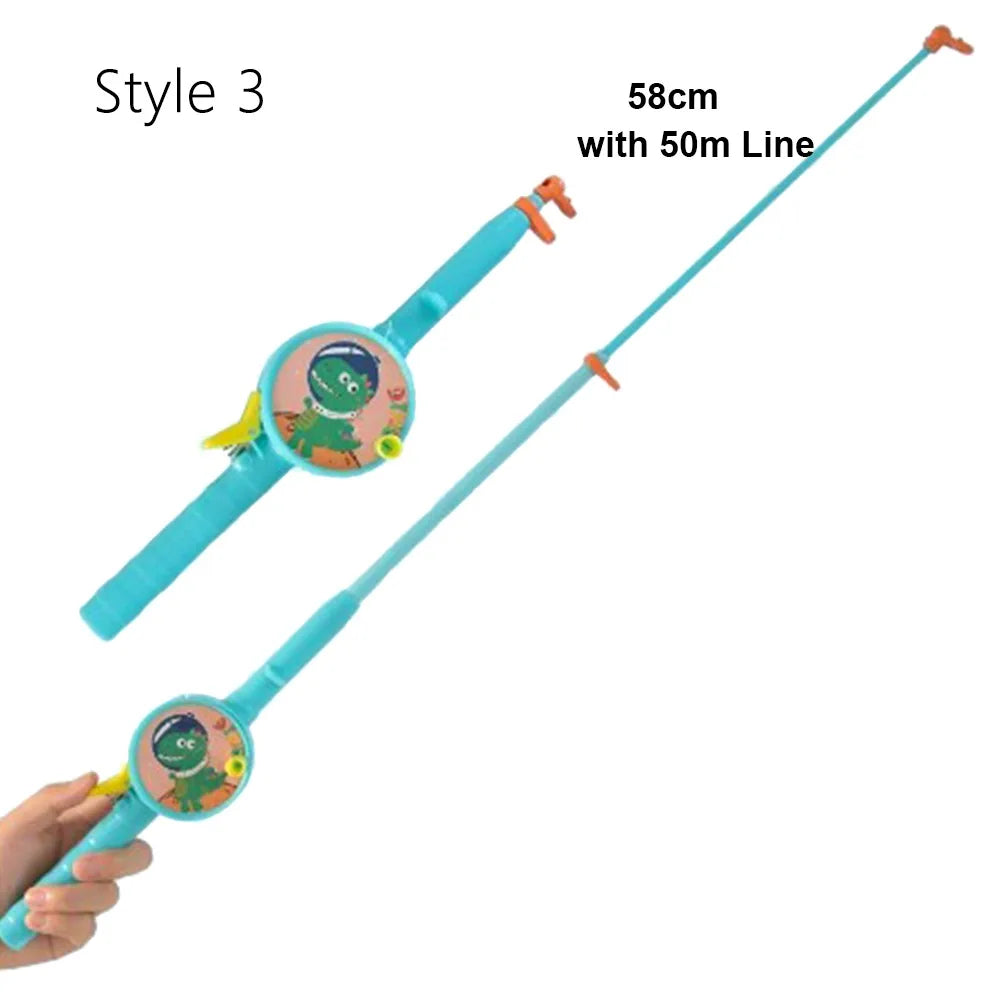 Fishing Kites Rods Children's Cartoon Plastic Mini Kites Rods Diverse Styles Fishing Rods with 50meters Stretchable Straps , Great to attach cat and kittens Toys and no hooks lures to and cast out for cats and kittens. also