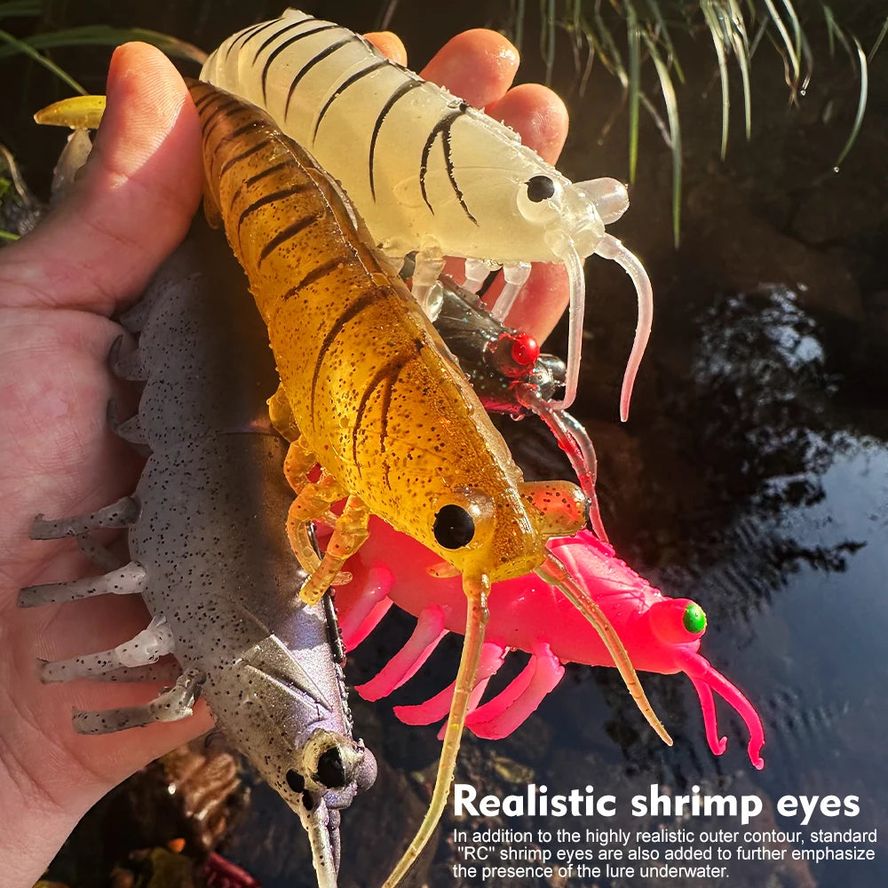 artificial soft and realistic shrimp fishing lures outdoor sea fishing squid large sea bass 2/3PC 15/18CM fishing baits/without hook / great for cats and kittens attached to the kids ice fishing pole.