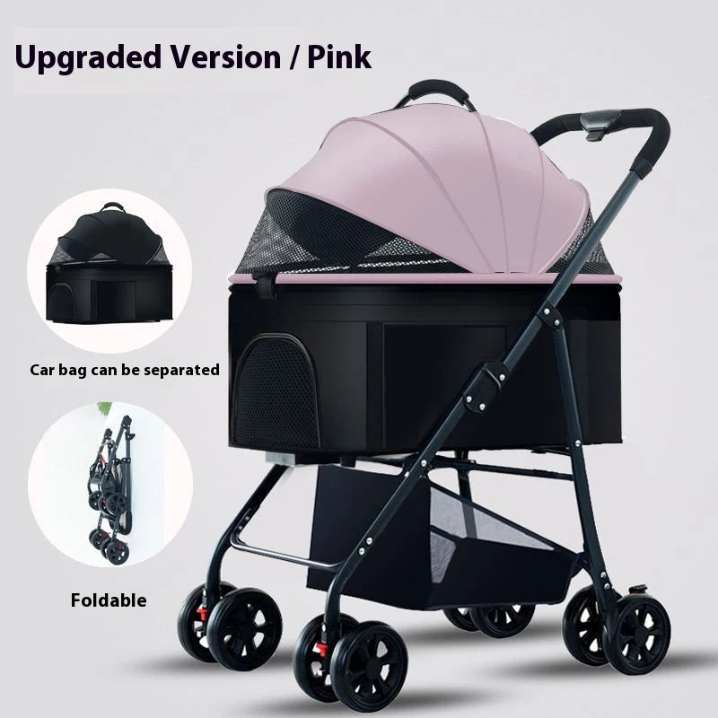 Premium Dog Stroller Detachable Carrier Luxury Pet Stroller with Aluminum Alloy Frame and Dual Brake System Outdoor Pet Cart