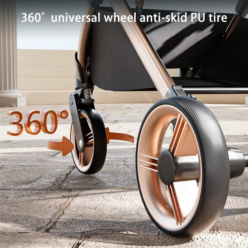 Premium Dog Stroller Detachable Carrier Luxury Pet Stroller with Aluminum Alloy Frame and Dual Brake System Outdoor Pet Cart