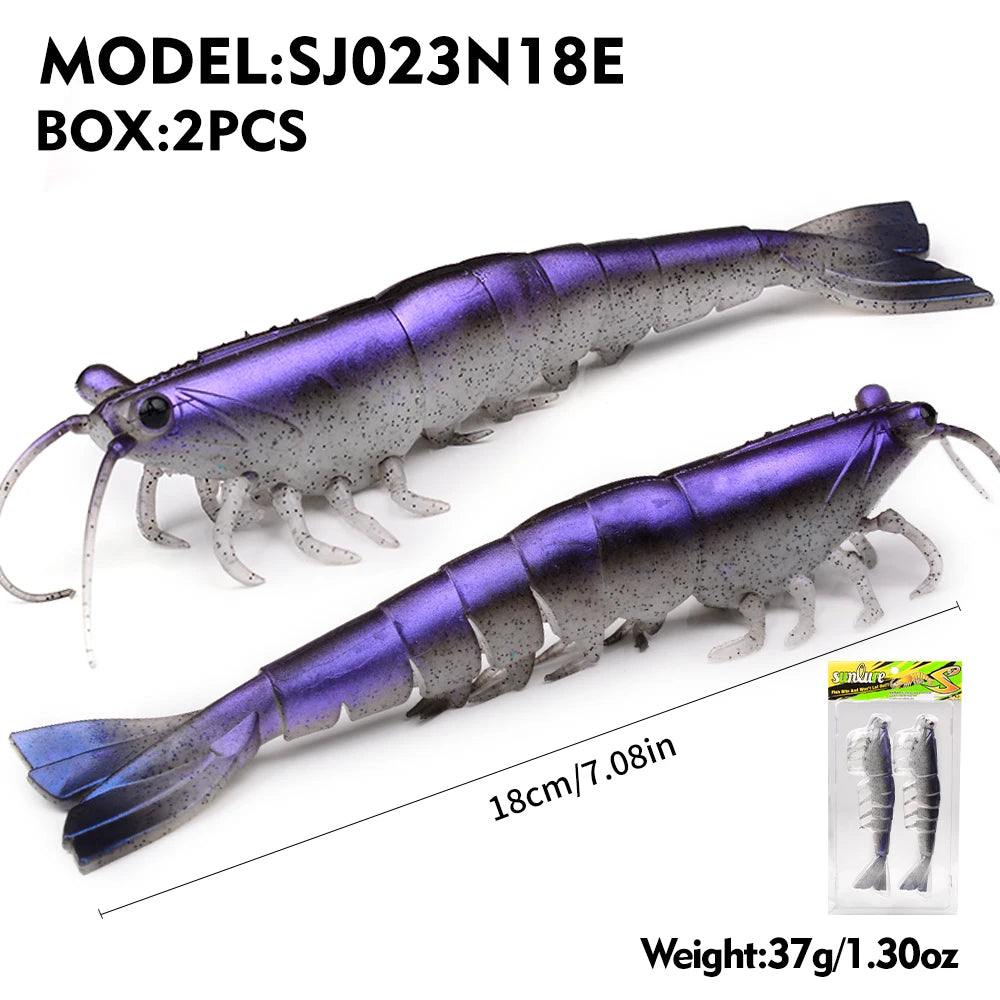 artificial soft and realistic shrimp fishing lures outdoor sea fishing squid large sea bass 2/3PC 15/18CM fishing baits/without hook / great for cats and kittens attached to the kids ice fishing pole.
