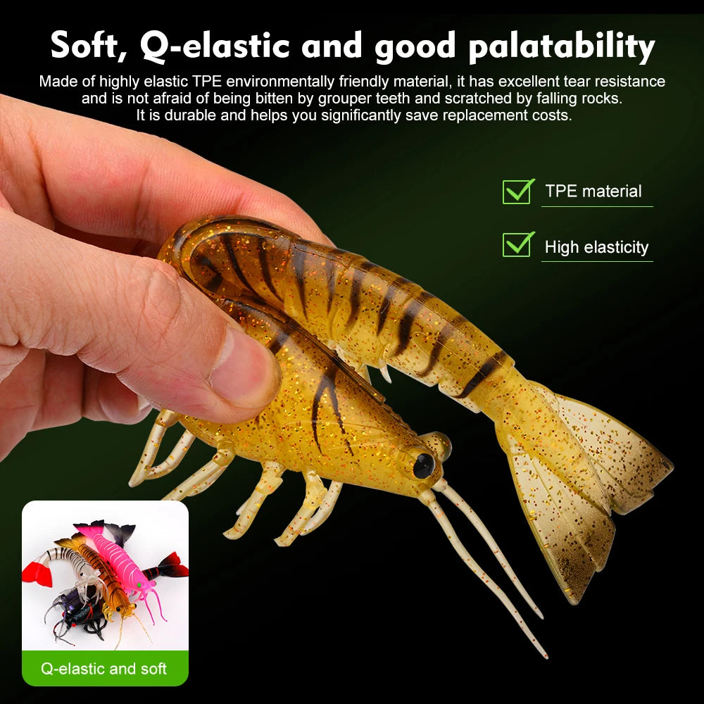 artificial soft and realistic shrimp fishing lures outdoor sea fishing squid large sea bass 2/3PC 15/18CM fishing baits/without hook / great for cats and kittens attached to the kids ice fishing pole.