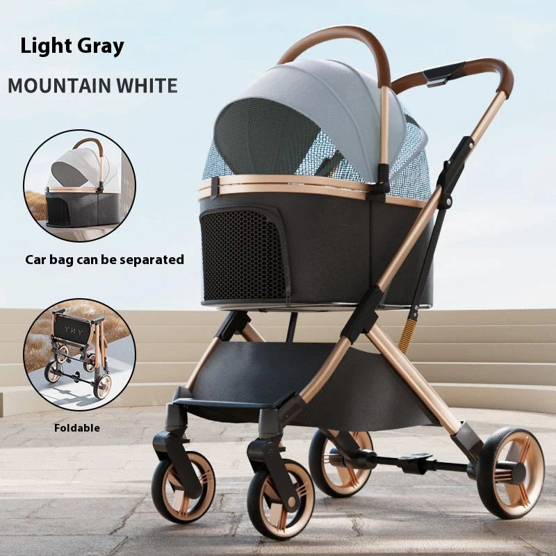 Premium Dog Stroller Detachable Carrier Luxury Pet Stroller with Aluminum Alloy Frame and Dual Brake System Outdoor Pet Cart