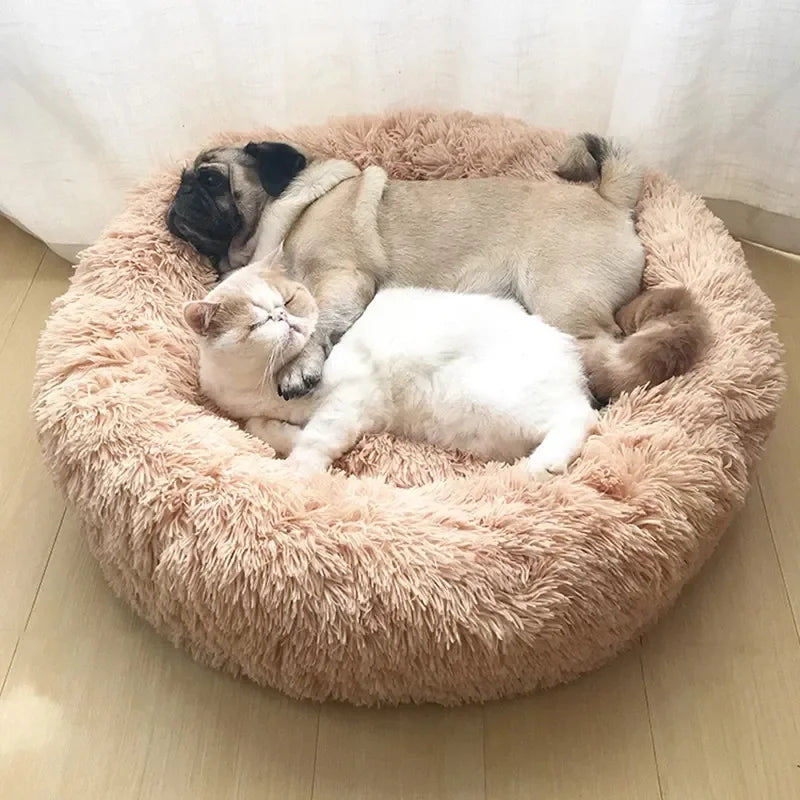 40-90cm 6 Sizes Round Pet Bed for Large Dog Bed Super Soft Cat Bed Plush Dog House for Medium Dog House Winter Warm Sleeping