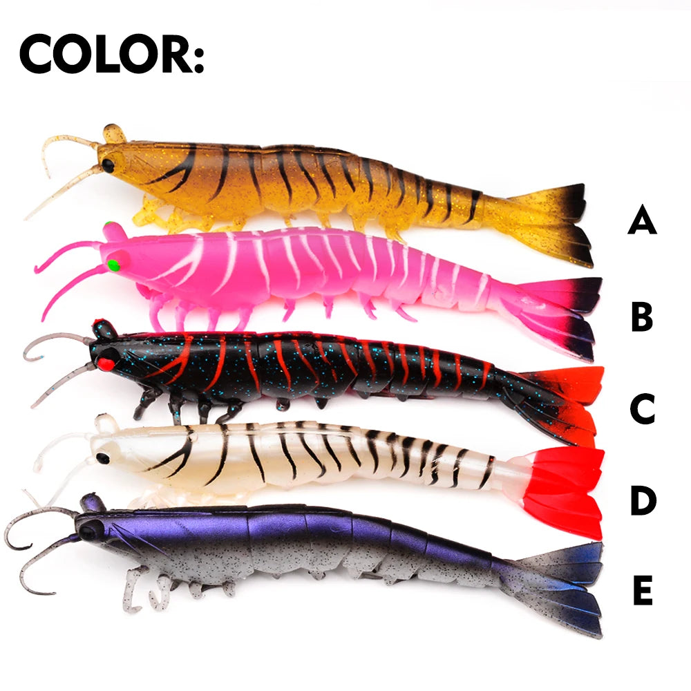 artificial soft and realistic shrimp fishing lures outdoor sea fishing squid large sea bass 2/3PC 15/18CM fishing baits/without hook / great for cats and kittens attached to the kids ice fishing pole.