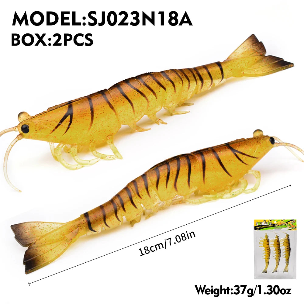 artificial soft and realistic shrimp fishing lures outdoor sea fishing squid large sea bass 2/3PC 15/18CM fishing baits/without hook / great for cats and kittens attached to the kids ice fishing pole.