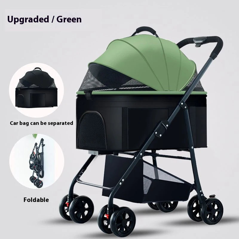 Premium Dog Stroller Detachable Carrier Luxury Pet Stroller with Aluminum Alloy Frame and Dual Brake System Outdoor Pet Cart