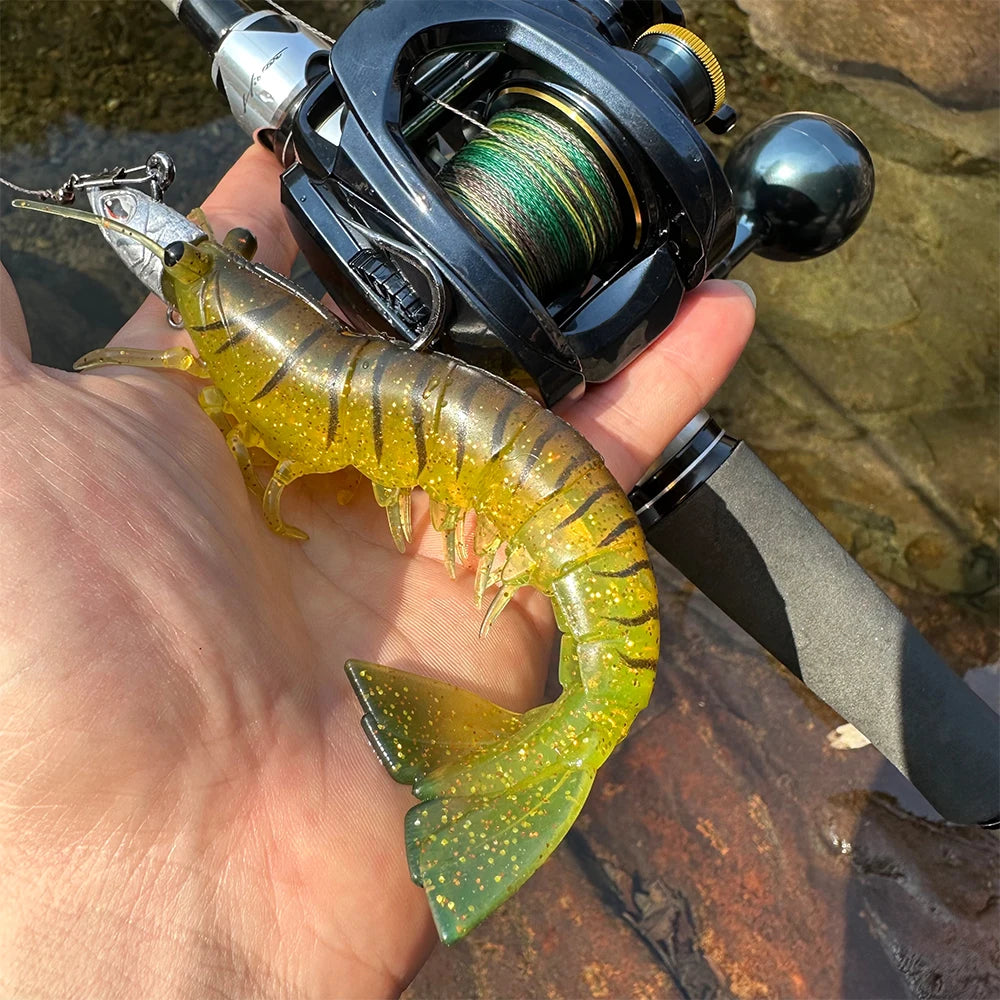 artificial soft and realistic shrimp fishing lures outdoor sea fishing squid large sea bass 2/3PC 15/18CM fishing baits/without hook / great for cats and kittens attached to the kids ice fishing pole.