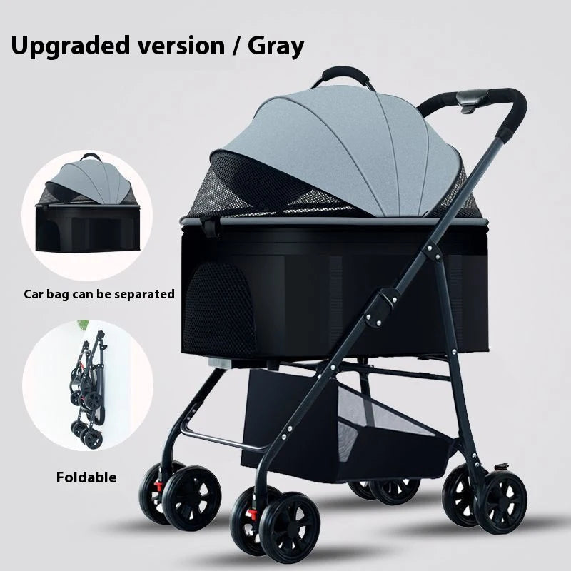 Premium Dog Stroller Detachable Carrier Luxury Pet Stroller with Aluminum Alloy Frame and Dual Brake System Outdoor Pet Cart