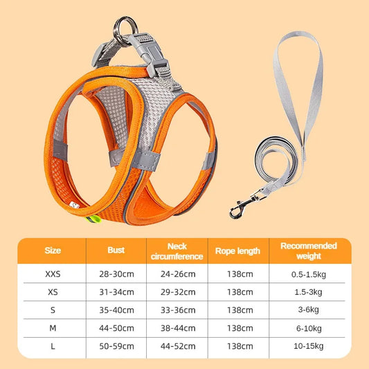 Puppy Harness Set Dog Accessories Adjustable Puppy and Cat Harness Vest French Bulldog Chihuahua Small Dog Collar Pet Leash Dogs