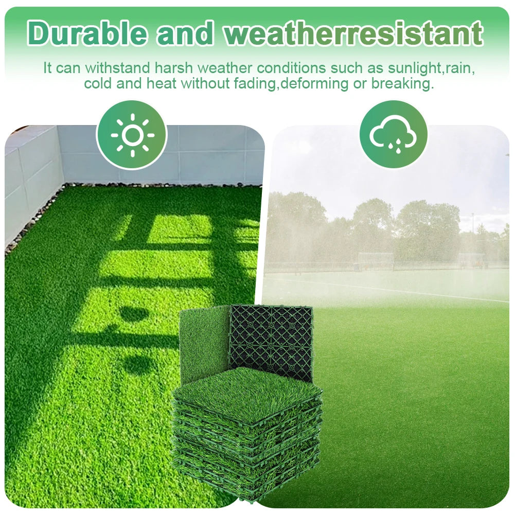 10 Pcs 12 Inchx12 Inch Artificial Grass Rug Fake Moss Lawn Garden Landscape Turf Roll Festival Wedding Decoration Mat Carpet