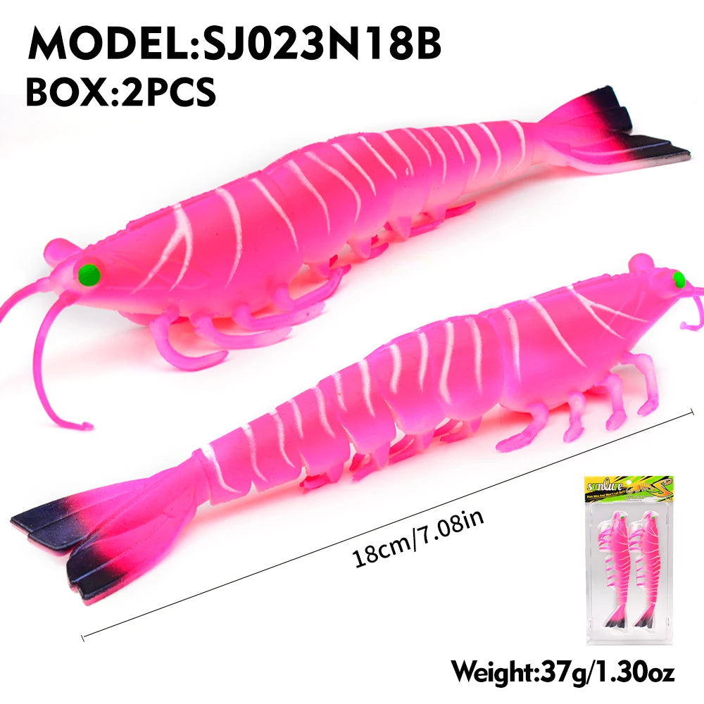 artificial soft and realistic shrimp fishing lures outdoor sea fishing squid large sea bass 2/3PC 15/18CM fishing baits/without hook / great for cats and kittens attached to the kids ice fishing pole.