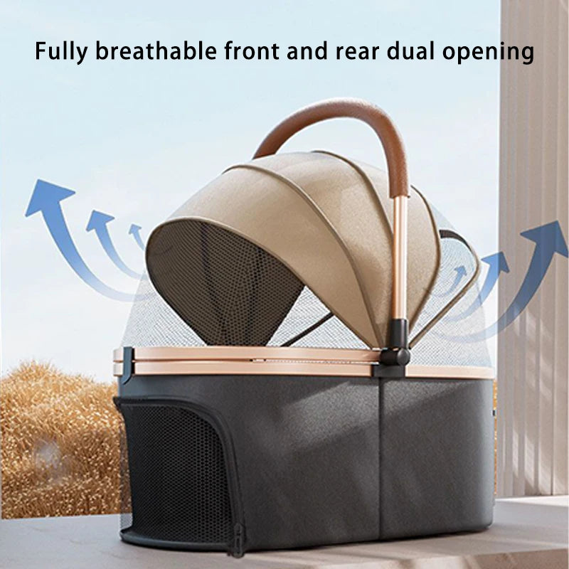 Premium Dog Stroller Detachable Carrier Luxury Pet Stroller with Aluminum Alloy Frame and Dual Brake System Outdoor Pet Cart