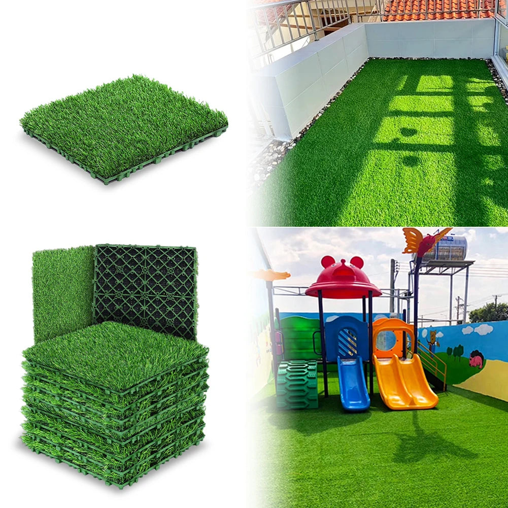 10 Pcs 12 Inchx12 Inch Artificial Grass Rug Fake Moss Lawn Garden Landscape Turf Roll Festival Wedding Decoration Mat Carpet