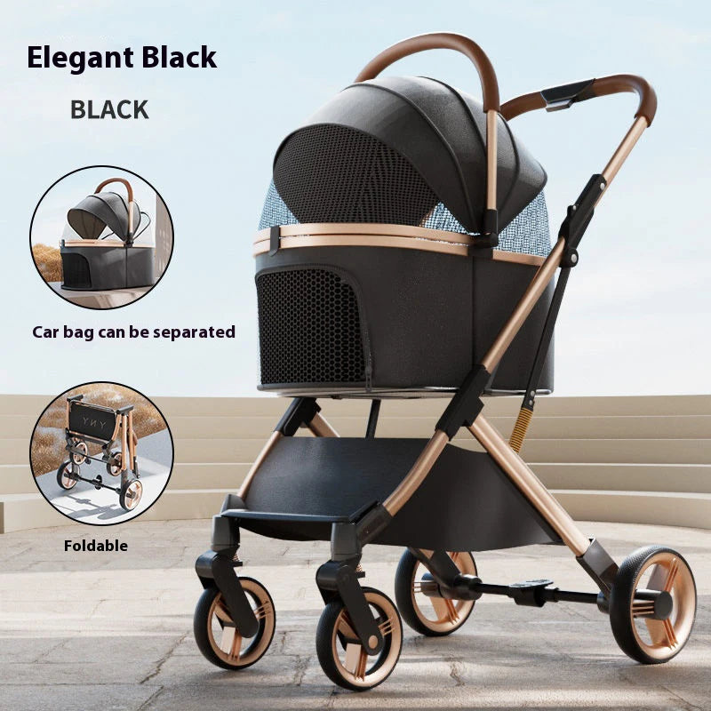Premium Dog Stroller Detachable Carrier Luxury Pet Stroller with Aluminum Alloy Frame and Dual Brake System Outdoor Pet Cart