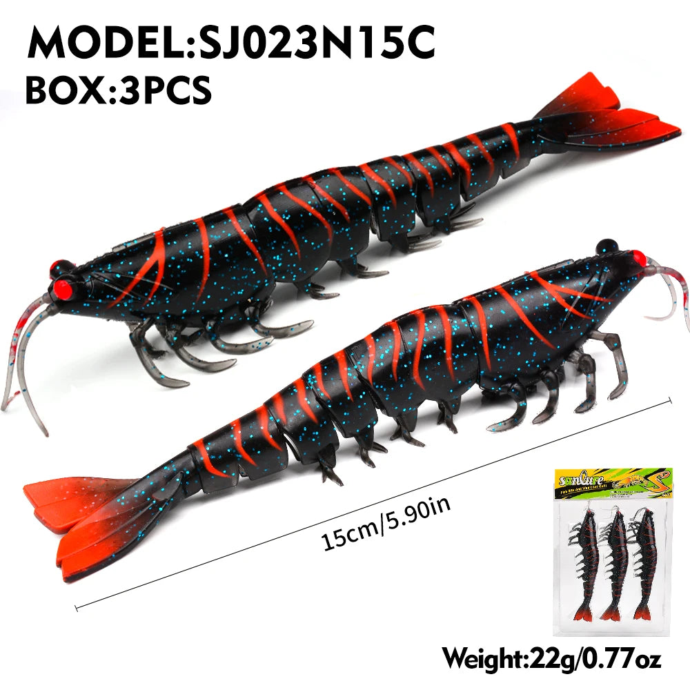 artificial soft and realistic shrimp fishing lures outdoor sea fishing squid large sea bass 2/3PC 15/18CM fishing baits/without hook / great for cats and kittens attached to the kids ice fishing pole.