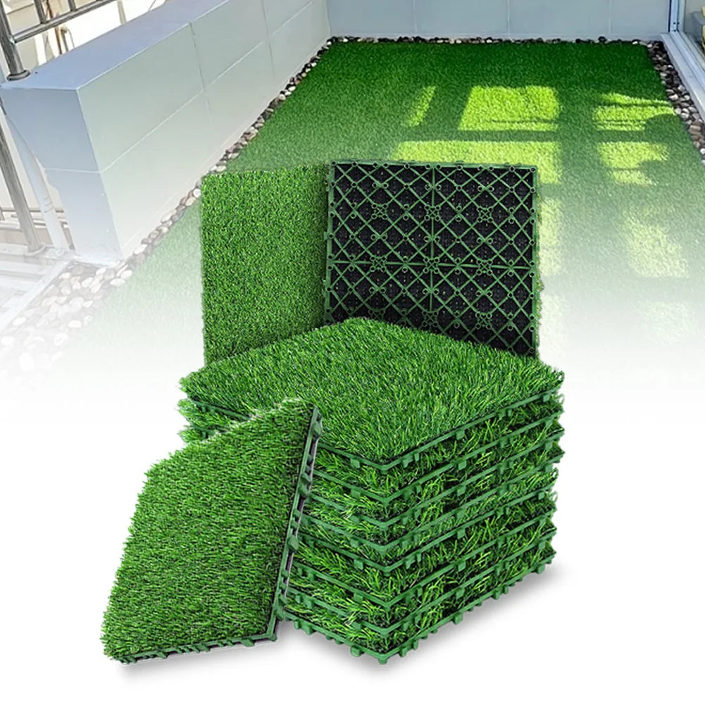 10 Pcs 12 Inchx12 Inch Artificial Grass Rug Fake Moss Lawn Garden Landscape Turf Roll Festival Wedding Decoration Mat Carpet