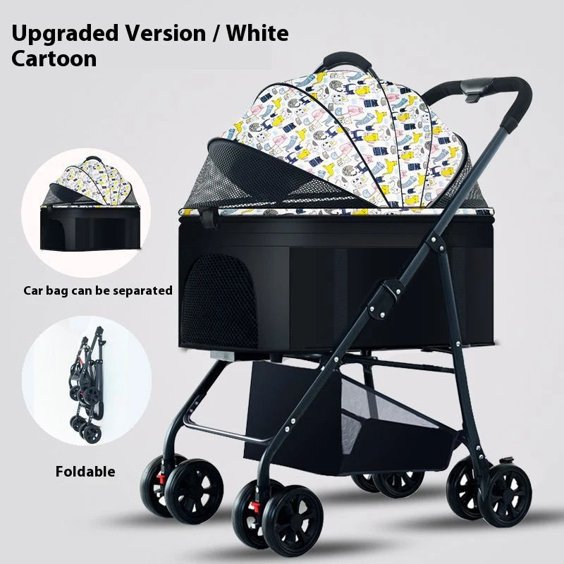 Premium Dog Stroller Detachable Carrier Luxury Pet Stroller with Aluminum Alloy Frame and Dual Brake System Outdoor Pet Cart