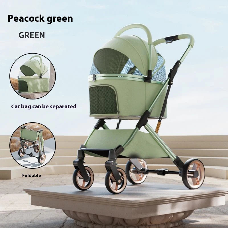 Premium Dog Stroller Detachable Carrier Luxury Pet Stroller with Aluminum Alloy Frame and Dual Brake System Outdoor Pet Cart
